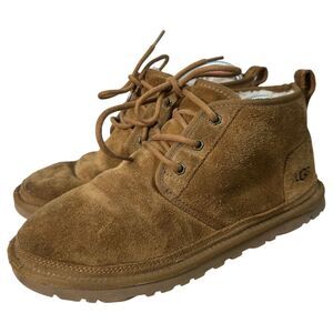 UGG Neumel Lace Up Short Boots Booties Sherpa Lined Chestnut Brown 10 - READ